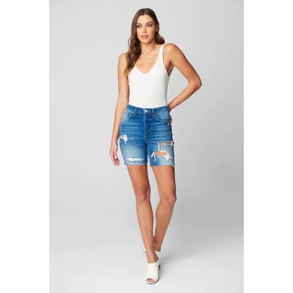 NWT BlankNYC The Warren Distressed Cutoff Jean Shorts in Ground Rules, Size 26 - Picture 1 of 9
